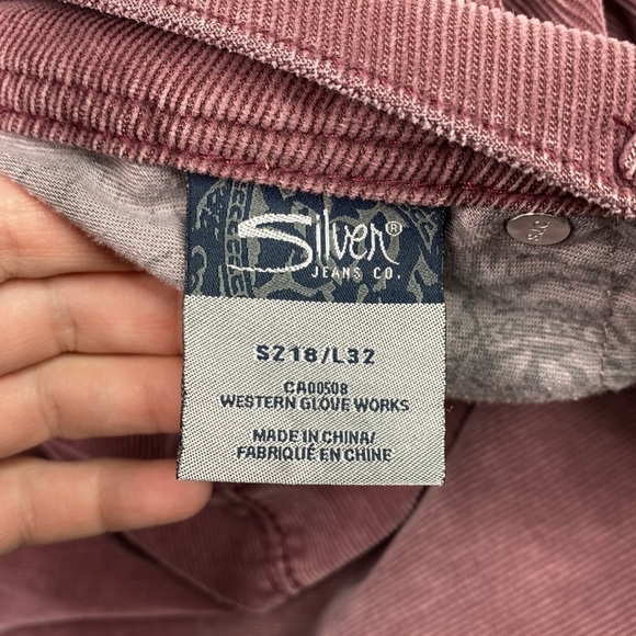 Silver Jeans Suki Surplus Corduroy Burgundy Bootcut Jeans Size 18/32 - Picture 9 of 10